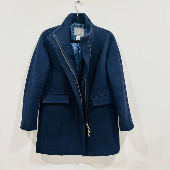 Crew Nello Gori Stadium Cloth Cocoon Coat Dark Blue Women Wool Blend Size 2 - Picture 1 of 10